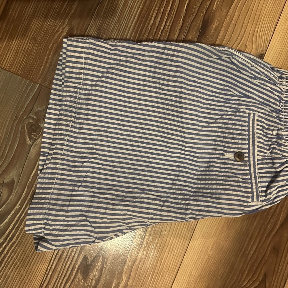 Blue and White Striped Shorts